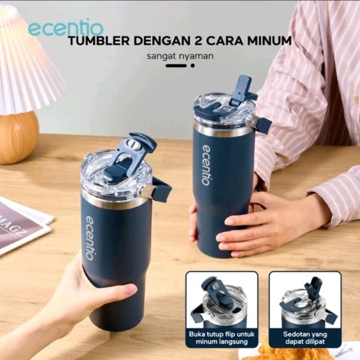 

(Expert) Ecentio Tumbler stainless Tahan dingin 24 jam BPA Free Termos kopi 900 ml