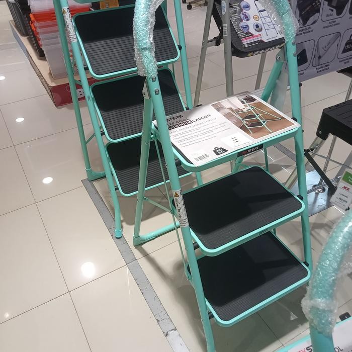 Krisbow Tangga Lipat 3 Step Pijakan Besi Biru Pink Anak Tangga 3step