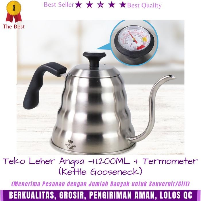Kettle Kopi Leher Angsa+Termometer Stainless Steel - Teko Kopi - V60