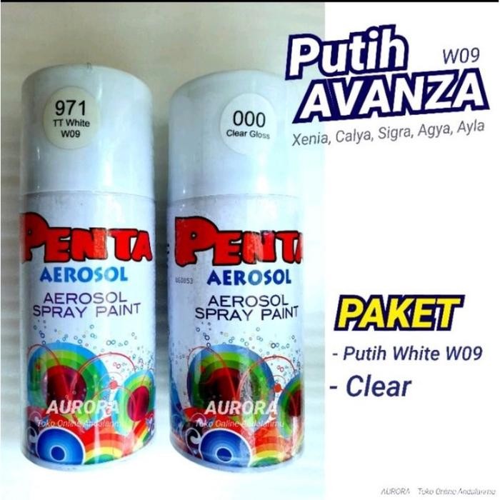 PAKET Cat Pilox Putih Avanza White W09 + Clear Gloss Anti Gores