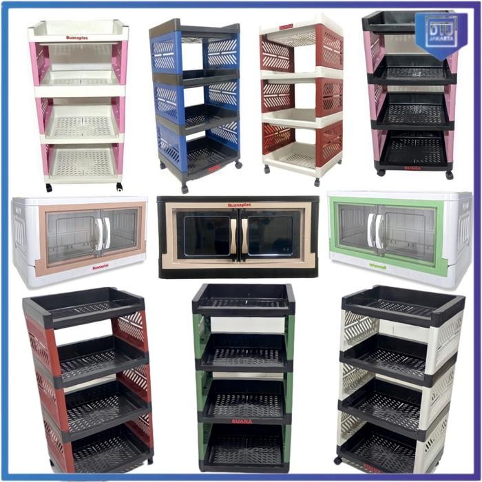 Rak plastik 4 susun Rak serbaguna 4 tingkat Rak yoyo 4 susun