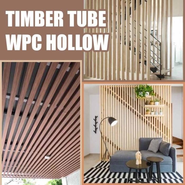 Timber Tube WPC Outdoor 10x5cm WPC Hollow Kotak Outdoor WPC Kisi Penyekat Kotak Outdoor