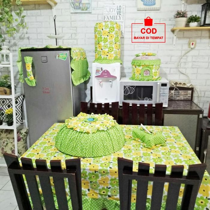 PREMIUM (COD) Paket Kitchen Satu 1 Set Isi 8 Pcs Taplak Alas Meja Makan Prasmanan Sarung Cover Galon