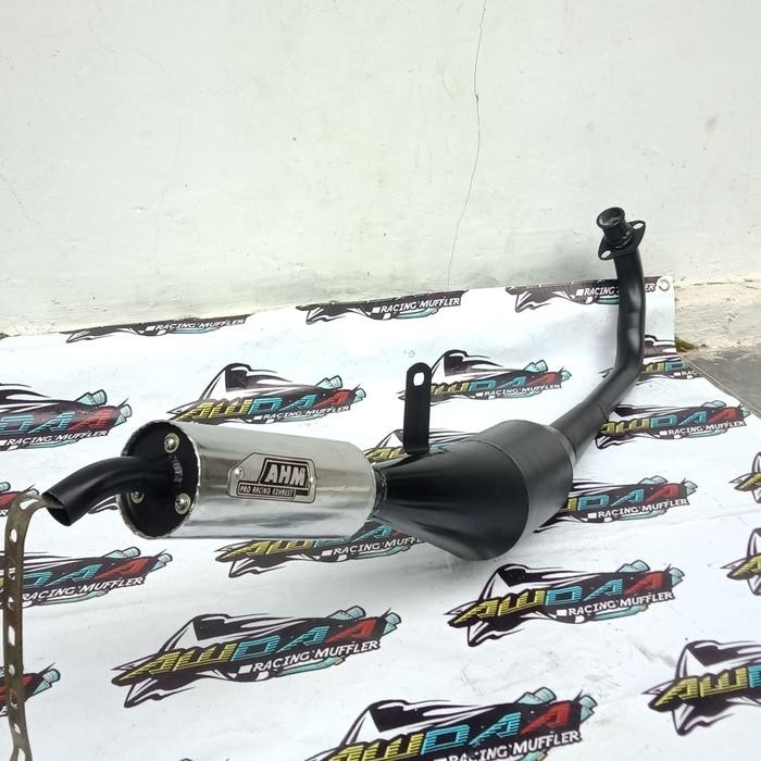 PREMIUM knalpot SATRIA Lumba Hiu AHM hitam crom motor Satria 2tak racing