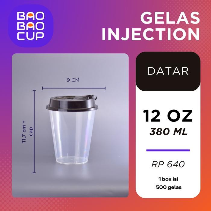 TERBARU Cup polos PP Injection 12 oz/380 ml Tanpa Tutup