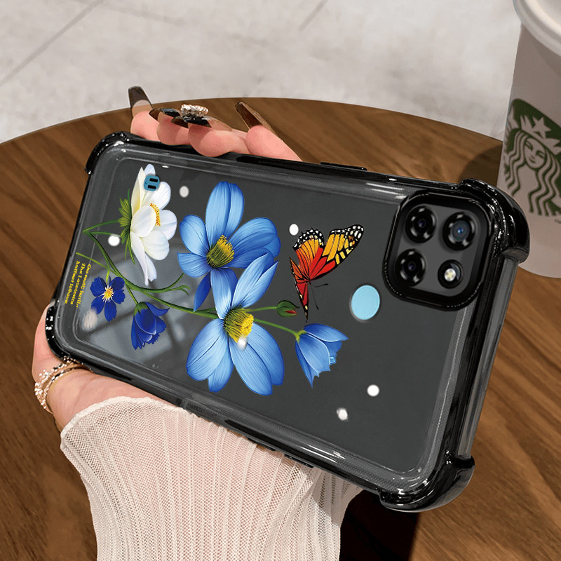 Casing Hp untuk Realme C21Y Realme C25Y C21 C15 Case Casing Softcase Bunga HP Kasus Ponsel Kesing