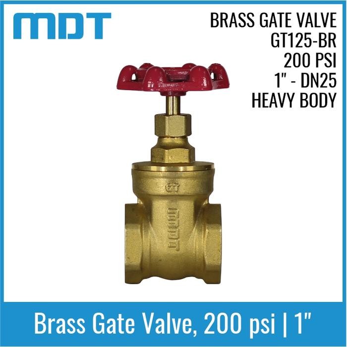Mdt Gt125-Br Gate Valve, Brass, 1"