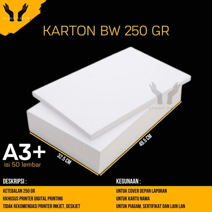 

Kertas Karton BW A3 Plus isi 50 lembar / Kertas BW 250gsm