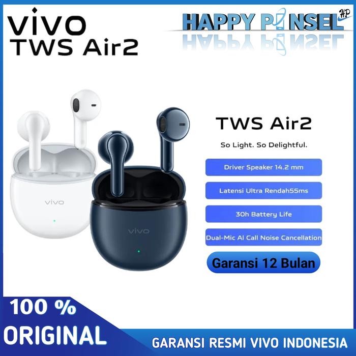 TERBARU VIVO TWS AIR 2 EARPHONE BLUETOOTH TWS AIR GARANSI RESMI VIVO - TWS V-FANS