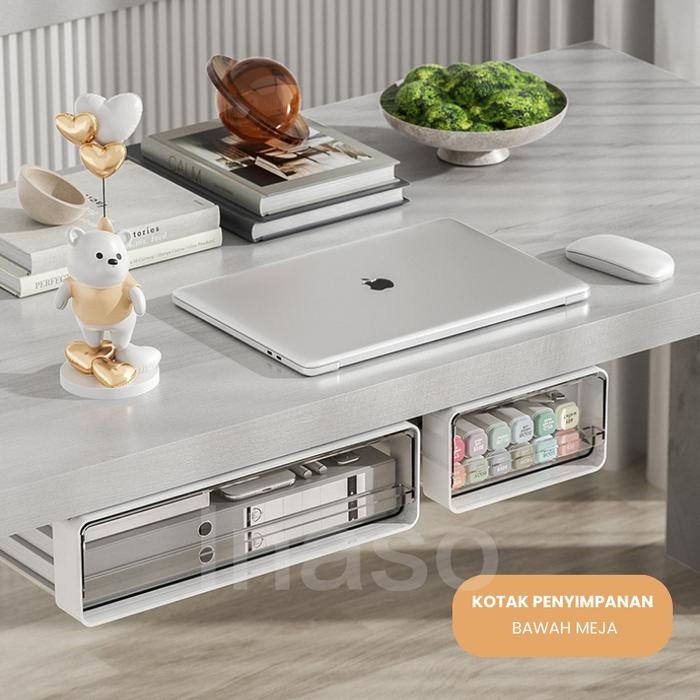 

Inaso Laci Tempel Bawah Meja Laci Tempel Buku Pulpen Pencil Storage Penyimpanan Desk Drawer Bawah