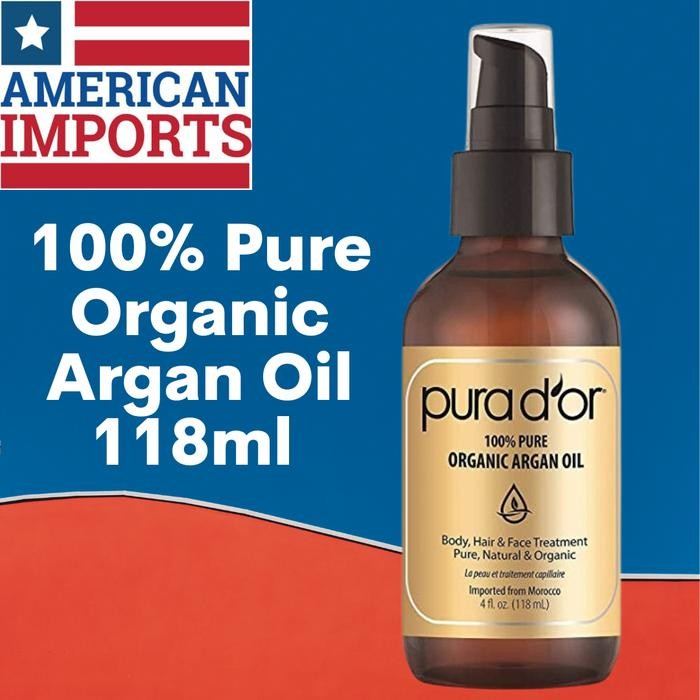 NEW PURA D'OR USDA ORGANIC ARGAN OIL 100% PURE COLD PRESSED - 118ML