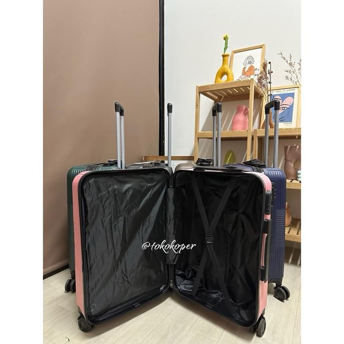 Koper Swiss Polo 22 Inch Bahan Abs 100% Roda Double Kunci Kombinasi 3 Angka Roda Berputar 360