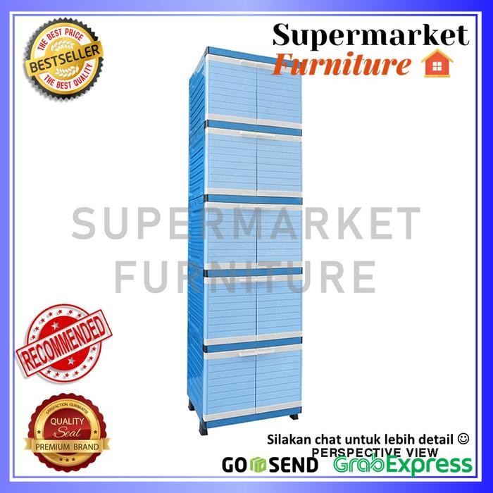 Lemari Pakaian Plastik Mini Club 5 Susun/Mini Club 5Ssn/Biru/Hijau