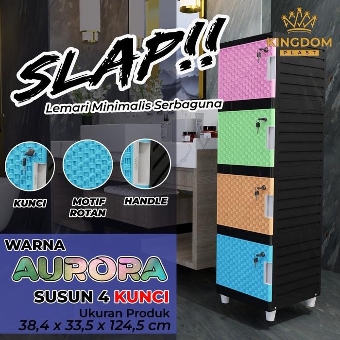 Lemari Pakaian Plastik 1 Pintu Slap Susun 4 Kunci [Kingbox]