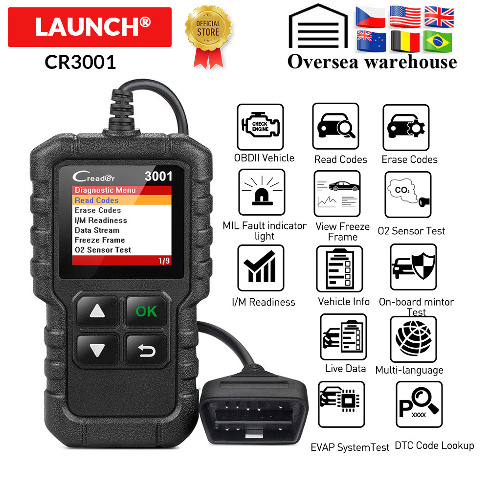 Launch X431 Creader 3001 engine Full obd2 code reader diagnostic tool OBDII CR3001 scanner turn off 