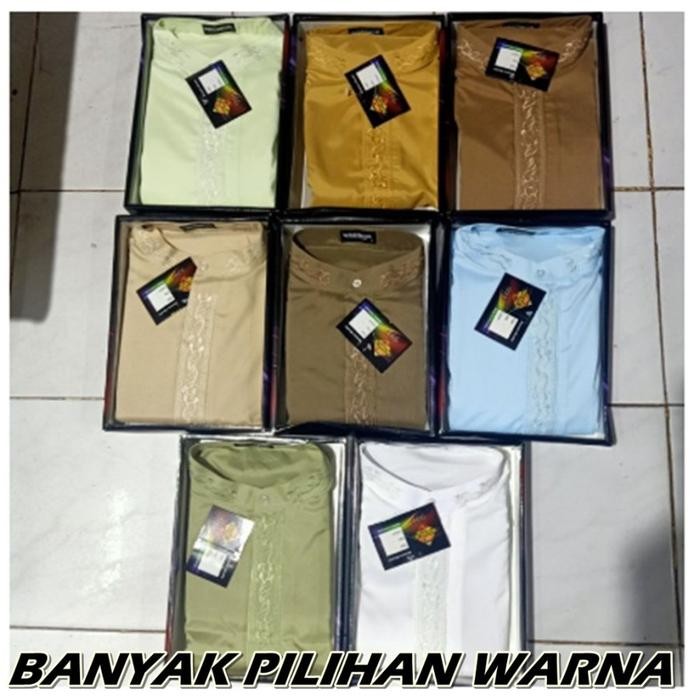 Baju koko wadimor lengan panjang hijau muda fashion pakaian muslim pria dewasa aksesoris