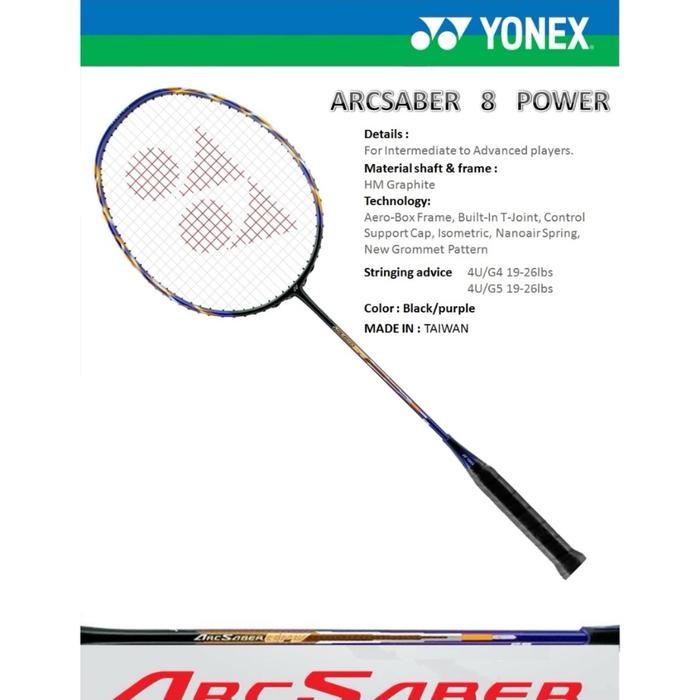 Produk Unggulan Raket Badminton Yonex Arcsaber 8 Pw Power