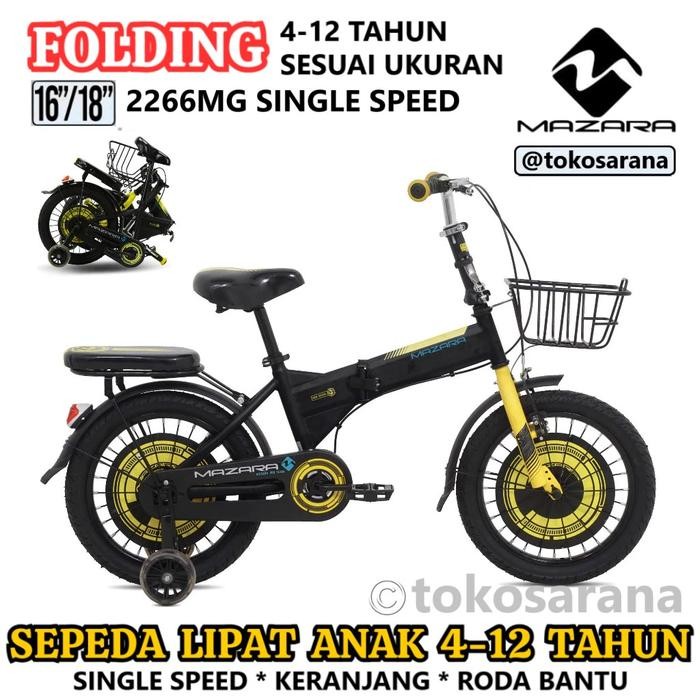 Sepeda Lipat Anak Mazara Mz2266Mg Pro Team 16 Inch Steel Single Speed