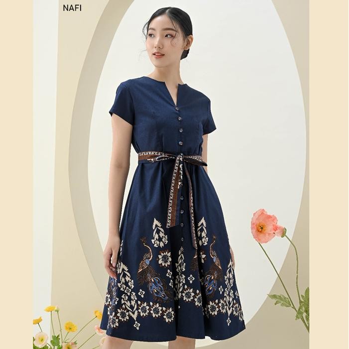 Nafi Dress Wanita Batik Couple Modern Dress Batik Modern Gaun Pesta *