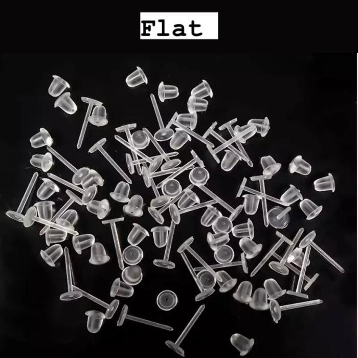 Anting tusuk plastik 100pcs + stopper/anting bening/anting transparant *
