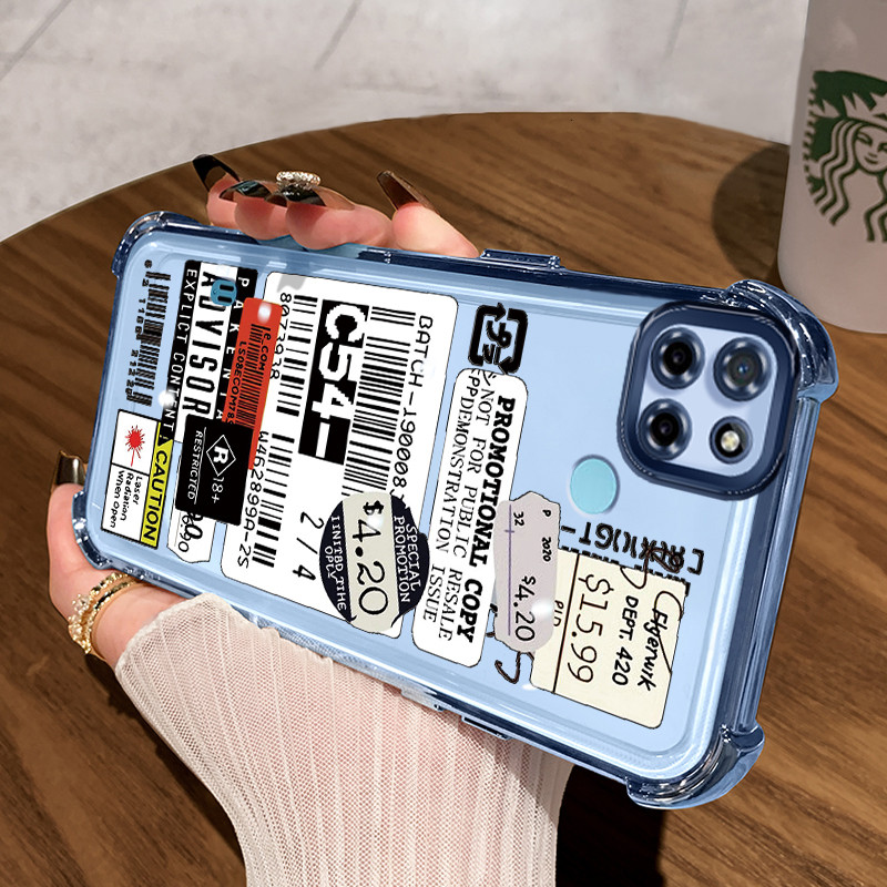 Casing Hp untuk Realme C21Y Realme C25Y C21 C15 Case Softcase Kesing Label putih ponsel Cesing terbu