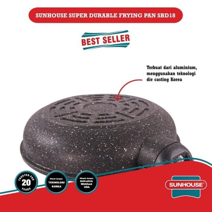 Sunhouse 24 - 26 - 28 Cm Wajan Marble Frypan Wajan Anti Lengket Hitam Gratisongkir