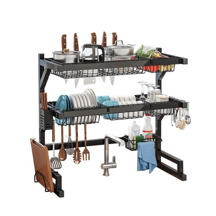 85Cm Rak Piring Wastafel 2 Susun Anti Karat Rak Dapur Gratisongkir