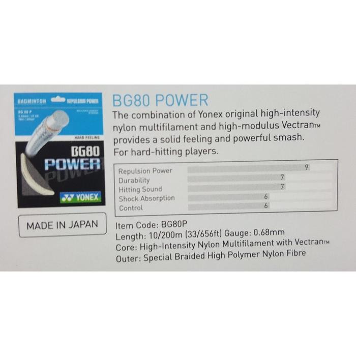 Yonex Bg80 Bg 80 Power Sp Senar Badminton Original Gratisongkir