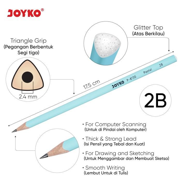 

NEW! PENCIL PENSIL JOYKO P-8130 2B 1 DRUM 36 PCS PASTEL