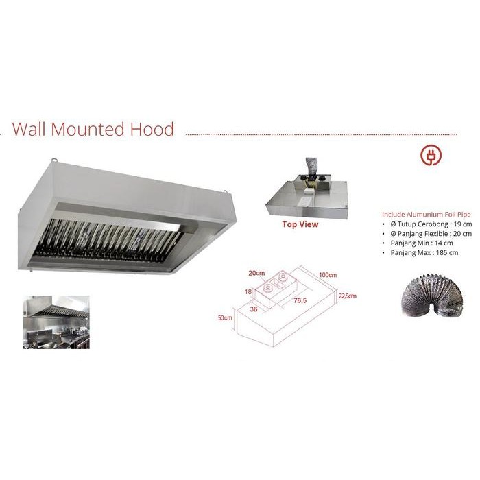 GETRA CH-125M Wall Mounted Hood Exhaust Hood Cooker Hood Penhisap Asap