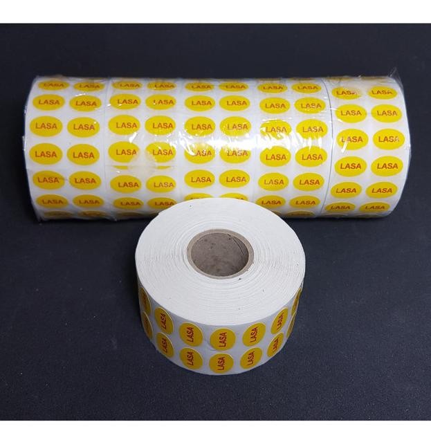 

STIKER LASA KUNING OVAL 20x10 mm isi 5000 pcs in ROLL - MURAH PROMO