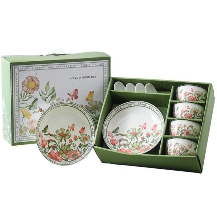 

Hampers Ramadan 2025 Paket Koleksi Floral Dining Ware Piring + Mangkok + Sendok Keramik Lebaran Idul