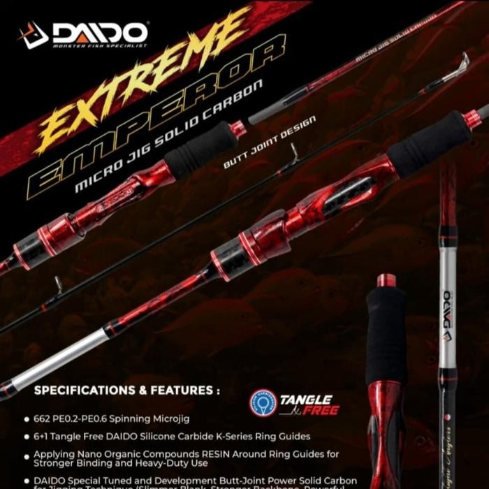 Rod Joran Pancing Daido SPINNING EMPEROR MICRO JIG EXTREME 662 - PE 0.2-0.6