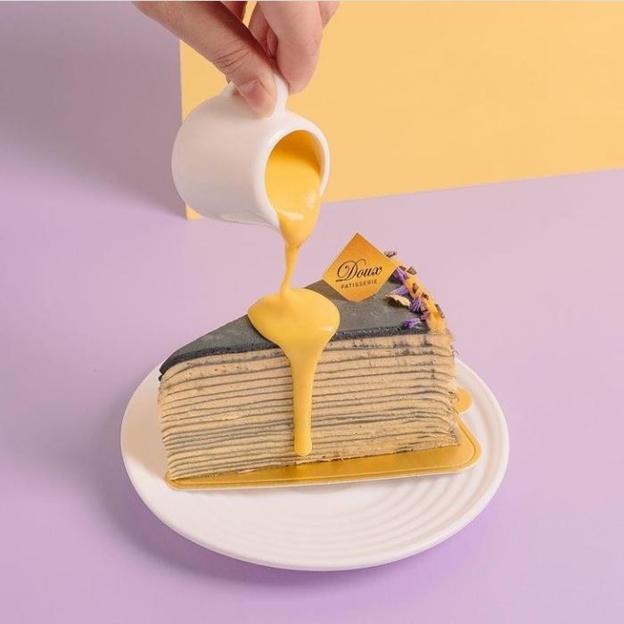 

Salted Egg Birthday Mille Crepes Cake / Kue Ultah - Doux Patisserie