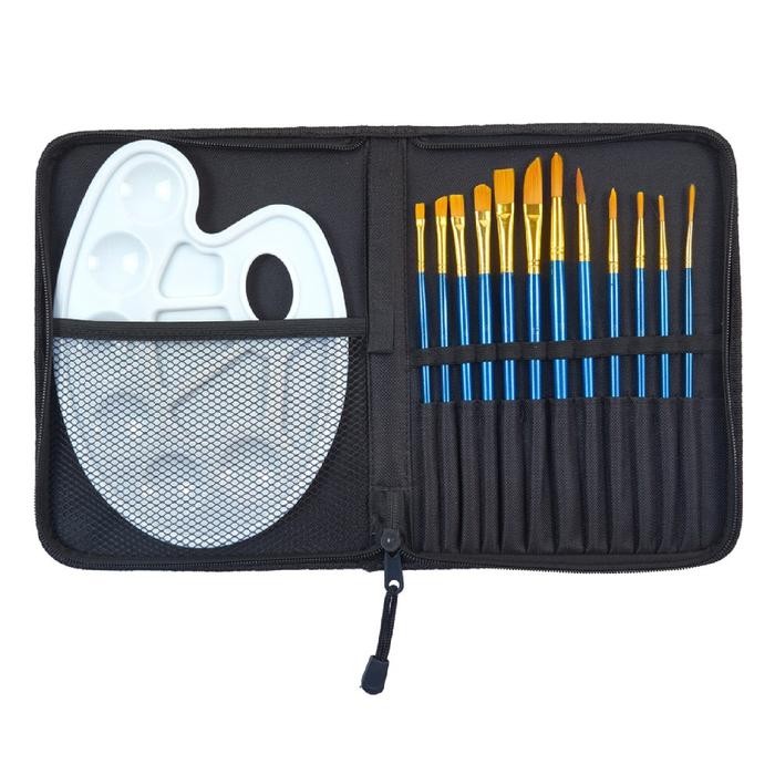 

(1 Set) Paket Kuas Cat Lukis Set JOYKO BRS-7 isi 12 Brush No.1~12 + Palette Palet PLT-111 + Hardcase