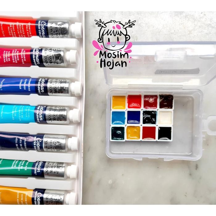 

Winsor Newton Cotman cat air watercolor tube mini pan 12 warna