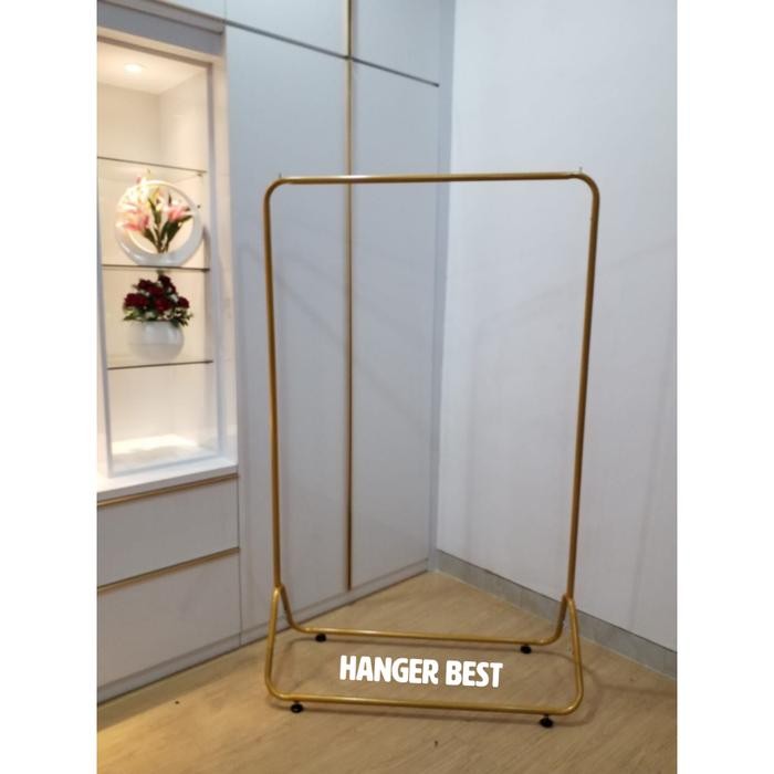 Gantungan Baju Gawang Multi Oval Gold - Standing Rak Baju Gawang Gold