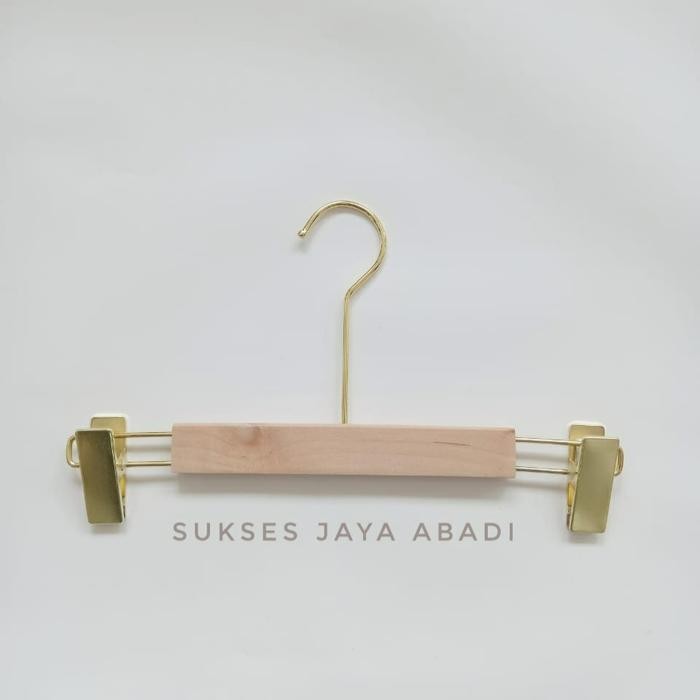 Hanger Gold Jepit / Hanger Kayu / Hanger Celana / Hanger