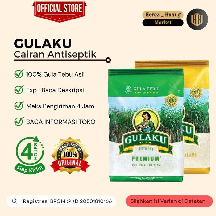 

FyZ Gula Pasir 1kg GULAKU 1 KG 100% Gula Tebu Asli - 1 dus Isi 24 bks