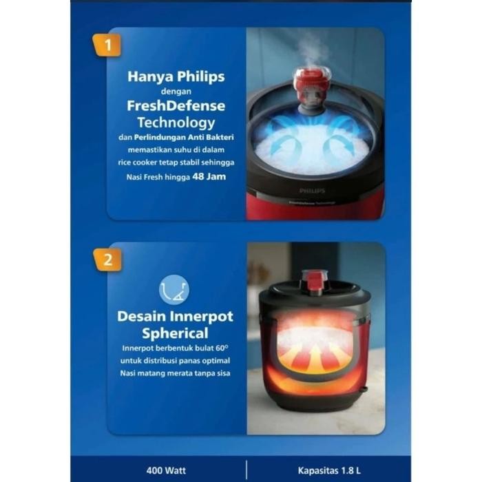 FARHANFARHANSTORE PHILIPS HD3211 RICE COOKER STAINLESS STEEL 1.8 LITER HD 3211 - MAGIC COM 3 IN 1