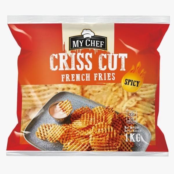 

Ger MY CHEF KENTANG SPICY CRISS CUT 1KG WAFFLE FRIES 1000GR