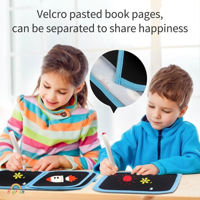 

Buku Gambar Ajaib Bisa Dihapus Free Spidol Gambar Portable Magic Black Book Erasable Drawing Book