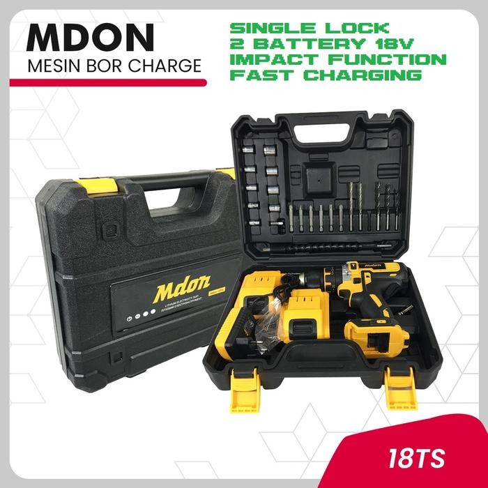 Bor Cordless Mdon 18V Set 2 Baterai 18Ts / Jld 36