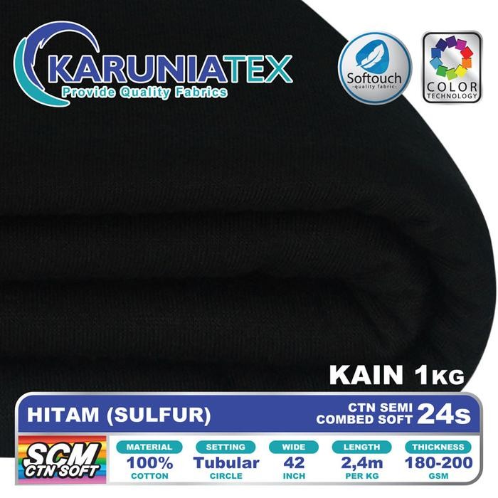 

KAIN KAOS COTTON SEMI COMBED 24S HITAM KARUNIA TEXTILE KODE 1141