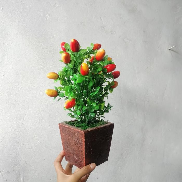 Bonsai Mangga Artificial Bunga Plastik Hias Tinggi 30cm Pohon Dekoratif