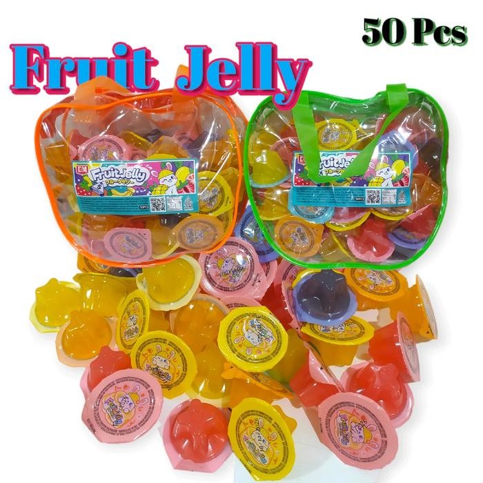 

FRUIT JELLY KEMASAN TAS ISI 50 PCS JELLI AGAR - MIX RASA BUAH CEMILAN JAJANAN MAKANAN ANAK FOOD Jeli