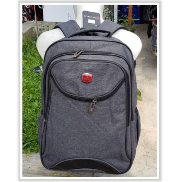 Ransel Hitam Kanvas Pria Wanita Tas Punggung Sekolah Pelajar Perguruan Tinggi untuk Remaja Ransel