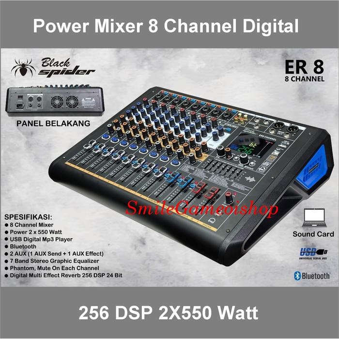 power mixer black spider ER4 , ER6 , ER8 mixer power 4ch , 6ch & 8ch produk terbaru
