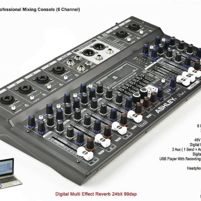 Mixer 6 Channel Ashley Point 6 Point-6 Bluetooth Soundcard Recording