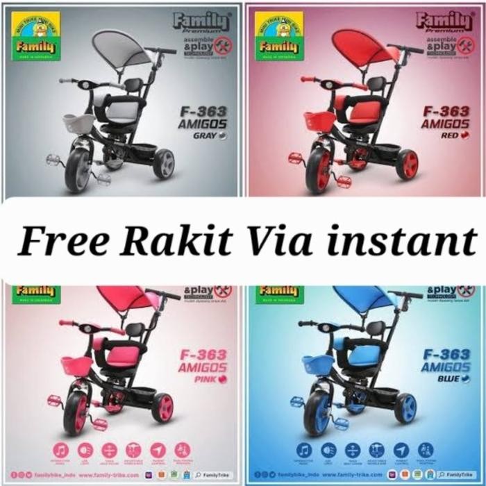 Sepeda Roda Tiga Family F 363 Amigos Tricycle stroller anak